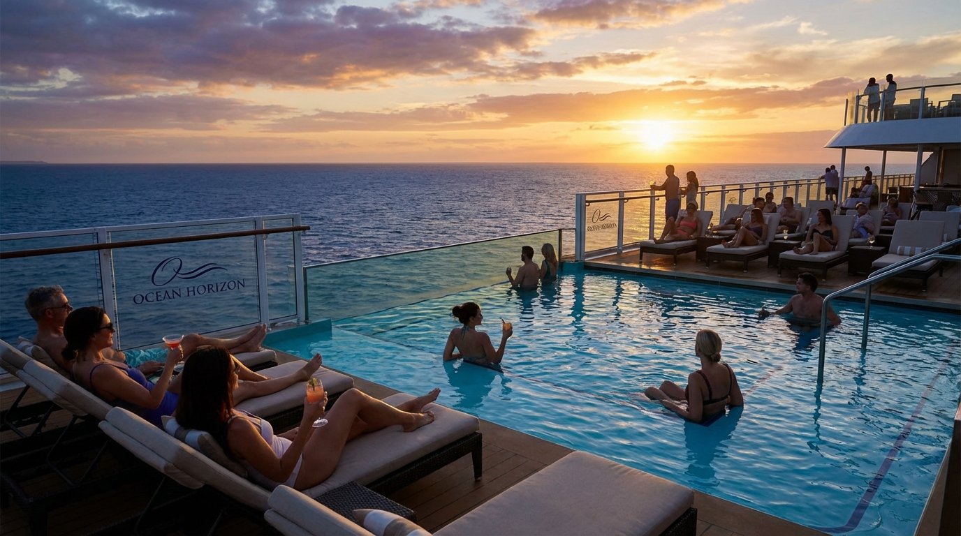 Pool deck on cruise ship
